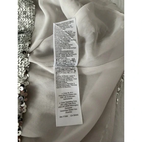 J. Crew Silver Sequin V-Neck Camisole Tank Shimmer Party Sleeveless Blouse Sz M - Picture 6 of 11